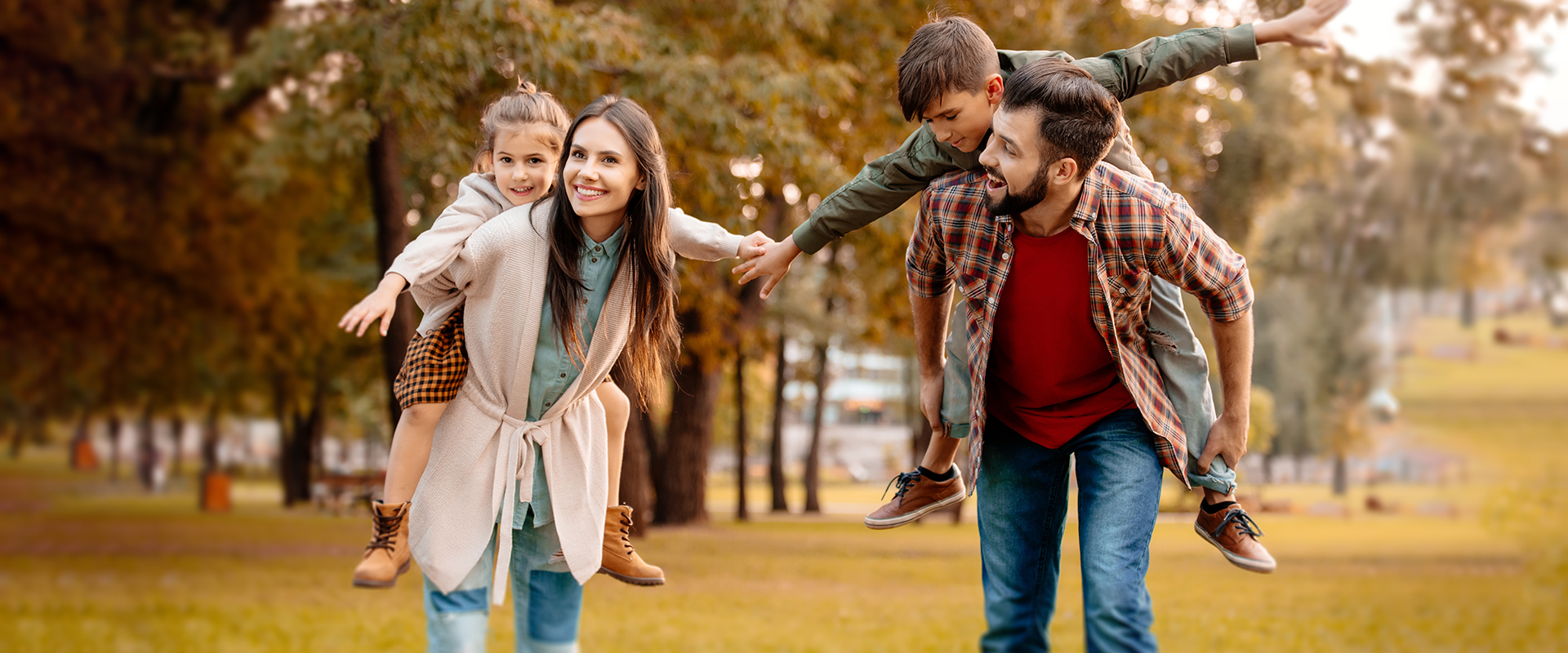 Family playing in the park